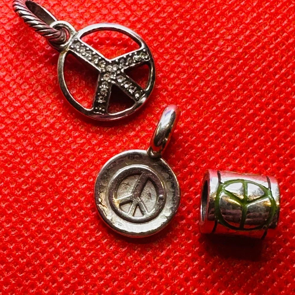 Authentic Brighton Silver Peace Sign Set of Charms - Picture 3 of 7